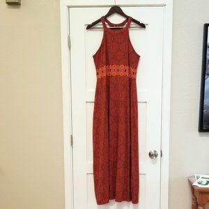 Burnt Orange Prana Stretch Tank Maxi Dress XL